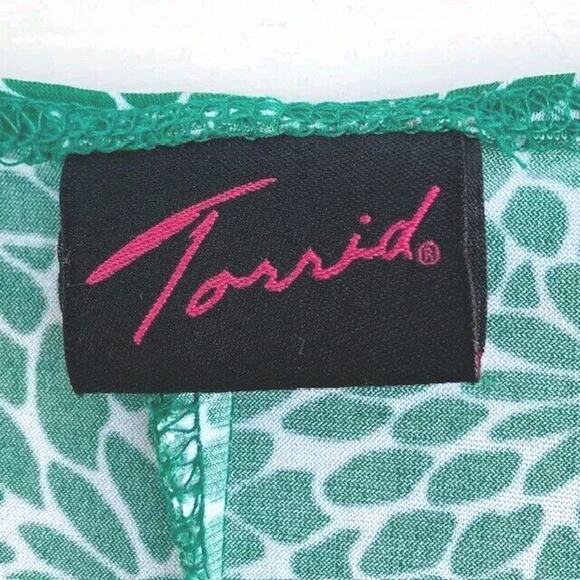 Torrid Vintage Green White Daisy Floral Navy Tie Faux Wrap Dress 18 - Picture 2 of 5